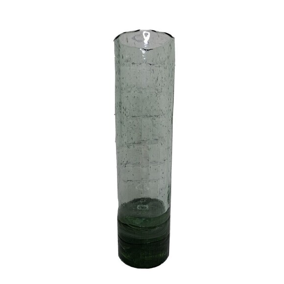 VINTAGE Handmade Bud Vase Green Clear Art Glass 15" - Picture 1 of 5
